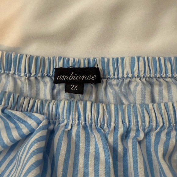 Ambiance Off the Shoulder Blue and White Striped Top Size 2X - Picture 3 of 3